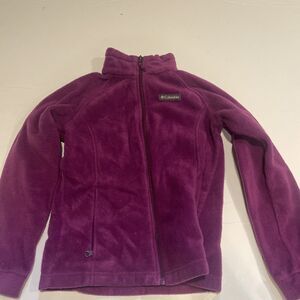 Columbia Fleece Jacket Girls Youth M Purple Mock Neck Full Zip Outdoors